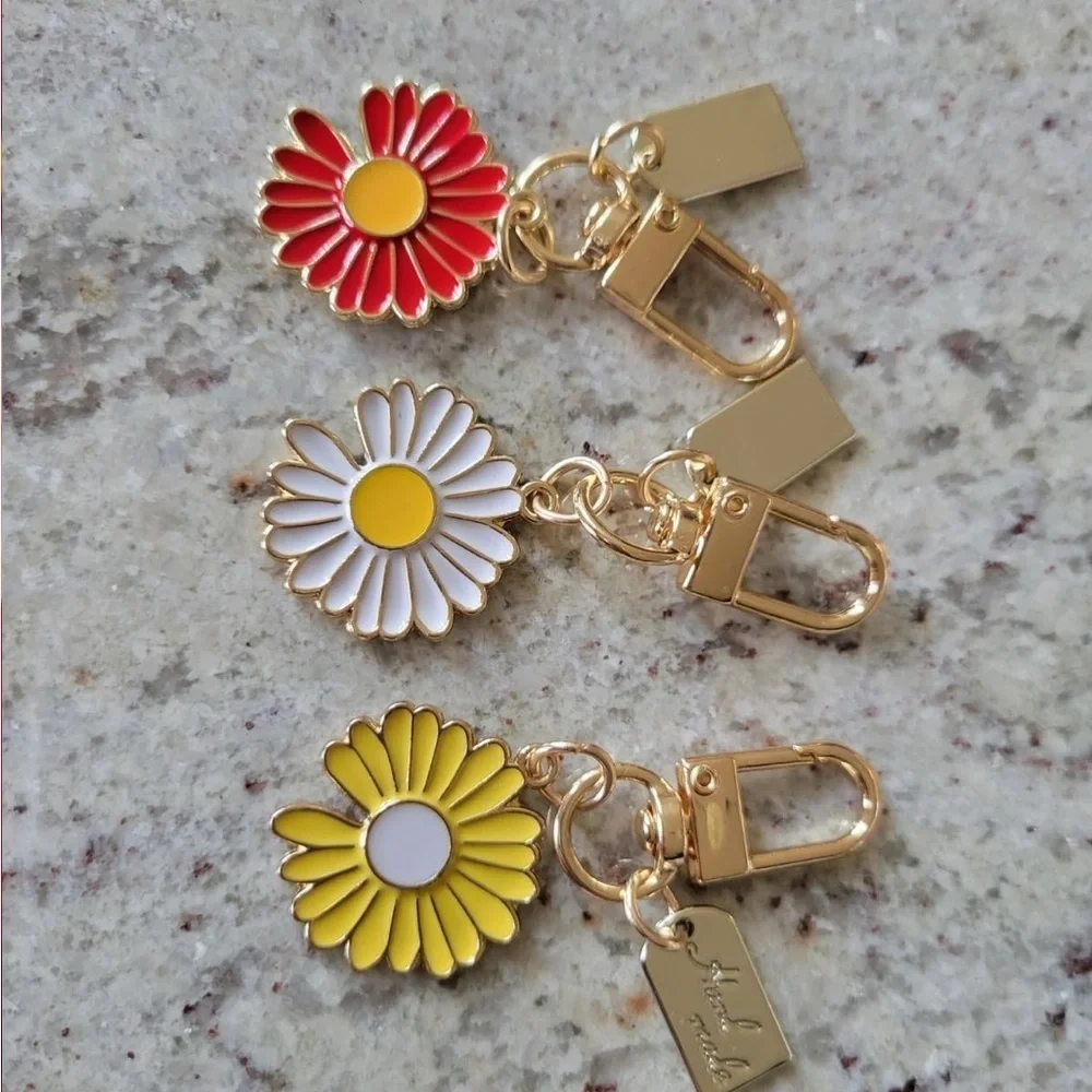 Daisy purse charms set of 3 with gold hardware for purse accessories spr…